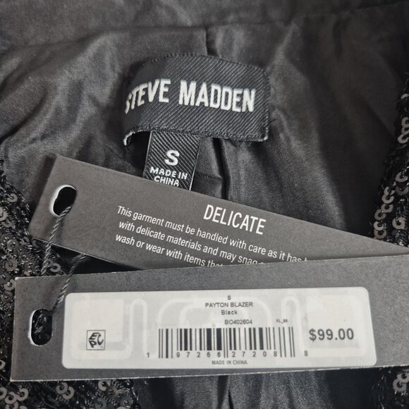 Steve Madden Women's Blazer Size S Sequined  Black No Button Long Sleeve (62) - Picture 15 of 15